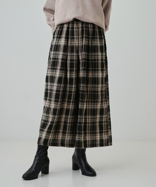 セール】大人が着たい 微起毛 チェック柄ガウチョパンツ（その他パンツ