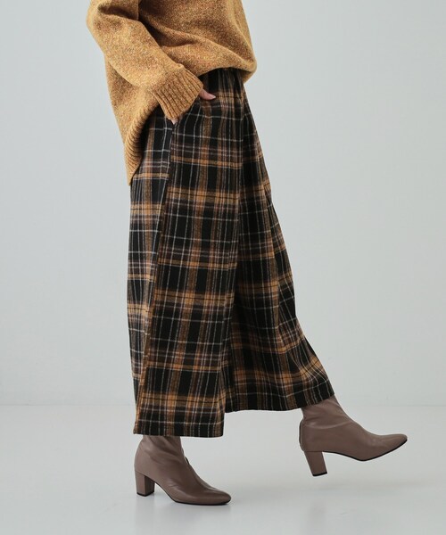 セール】大人が着たい 微起毛 チェック柄ガウチョパンツ（その他パンツ