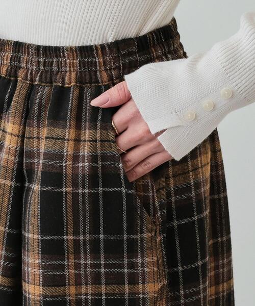 セール】大人が着たい 微起毛 チェック柄ガウチョパンツ（その他パンツ