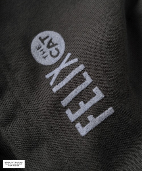 【セール】【FELIX THE CAT/フィリックス・ザ・キャット】フロッキープリント ラグラン切替 プルパーカー/プルオーバー フーディ―/24AW（パーカー）｜THE FELiX（フェリクス）