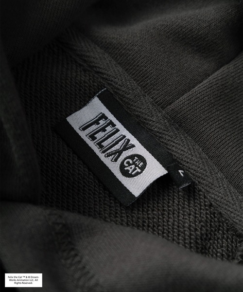 【セール】【FELIX THE CAT/フィリックス・ザ・キャット】フロッキープリント ラグラン切替 プルパーカー/プルオーバー フーディ―/24AW（パーカー）｜THE FELiX（フェリクス）