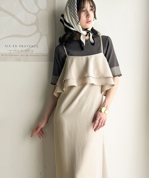 classicalelf(クラシカルエルフ)の「上品シルエットが大人可愛い。ダブルフリルキャミワンピース(ロング丈)(ワンピース・レディース・ブラック/ベージュ/ブラウン・LARGE/MEDIUM/SMALL/X-LARGE)」の9枚目の写真
