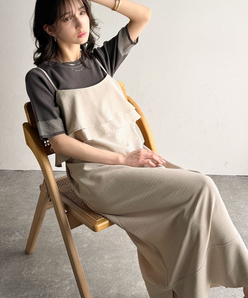 classicalelf(クラシカルエルフ)の「上品シルエットが大人可愛い。ダブルフリルキャミワンピース(ロング丈)(ワンピース・レディース・ブラック/ベージュ/ブラウン・LARGE/MEDIUM/SMALL/X-LARGE)」の10枚目の写真