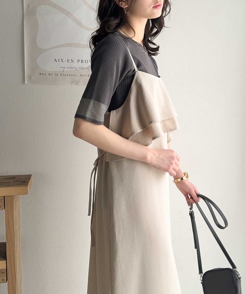 classicalelf(クラシカルエルフ)の「上品シルエットが大人可愛い。ダブルフリルキャミワンピース(ロング丈)(ワンピース・レディース・ブラック/ベージュ/ブラウン・LARGE/MEDIUM/SMALL/X-LARGE)」の11枚目の写真