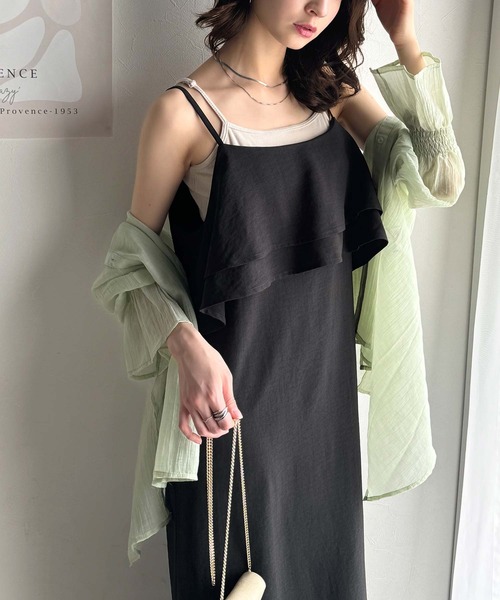 classicalelf(クラシカルエルフ)の「上品シルエットが大人可愛い。ダブルフリルキャミワンピース(ロング丈)(ワンピース・レディース・ブラック/ベージュ/ブラウン・LARGE/MEDIUM/SMALL/X-LARGE)」の17枚目の写真