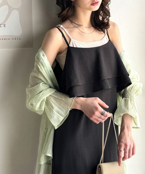 classicalelf(クラシカルエルフ)の「上品シルエットが大人可愛い。ダブルフリルキャミワンピース(ロング丈)(ワンピース・レディース・ブラック/ベージュ/ブラウン・LARGE/MEDIUM/SMALL/X-LARGE)」の20枚目の写真
