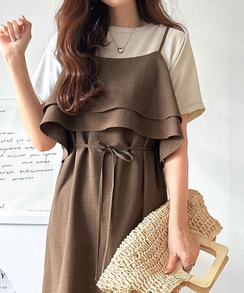 classicalelf(クラシカルエルフ)の「上品シルエットが大人可愛い。ダブルフリルキャミワンピース(ロング丈)(ワンピース・レディース・ブラック/ベージュ/ブラウン・LARGE/MEDIUM/SMALL/X-LARGE)」の22枚目の写真
