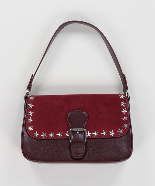 SPINNS(スピンズ)の「【2WAY】スタッズ 合皮ハンドバッグ/ショルダーバッグ(ハンドバッグ・レディース・ブラック/レッド・ONESIZE)」の11枚目の写真