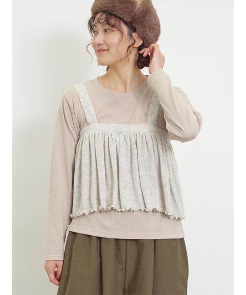 Samansa Mos2（サマンサ モスモス）の「2WAYニットビスチェセットトップス（Tシャツ/カットソー・レディース・キナリ/ミント/チャコールグレー/ベージュ・F）」の3枚目の写真