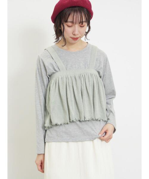 Samansa Mos2（サマンサ モスモス）の「2WAYニットビスチェセットトップス（Tシャツ/カットソー・レディース・キナリ/ミント/チャコールグレー/ベージュ・F）」の4枚目の写真