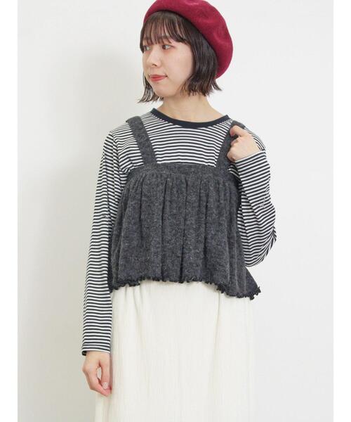 Samansa Mos2（サマンサ モスモス）の「2WAYニットビスチェセットトップス（Tシャツ/カットソー・レディース・キナリ/ミント/チャコールグレー/ベージュ・F）」の5枚目の写真