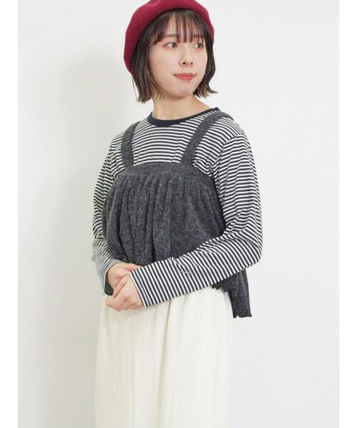 Samansa Mos2（サマンサ モスモス）の「2WAYニットビスチェセットトップス（Tシャツ/カットソー・レディース・キナリ/ミント/チャコールグレー/ベージュ・F）」の6枚目の写真