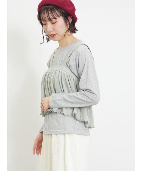 Samansa Mos2（サマンサ モスモス）の「2WAYニットビスチェセットトップス（Tシャツ/カットソー・レディース・キナリ/ミント/チャコールグレー/ベージュ・F）」の16枚目の写真