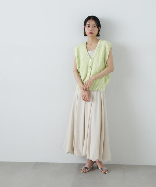 N.(N. Natural Beauty Basic)(エヌエヌナチュラルビューティーベーシック)の「ミックスヤーンニットベスト(ベスト・レディース・ブラック/ライトグリーン/ベージュ・MEDIUM)」の18枚目の写真