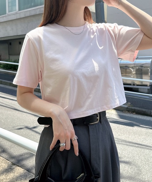 andme(アンドミー)の「コットンミニTシャツ(Tシャツ/カットソー・レディース・ブラック/オフホワイト/スミクロ/イエロー/ピンク・M/L)」の19枚目の写真