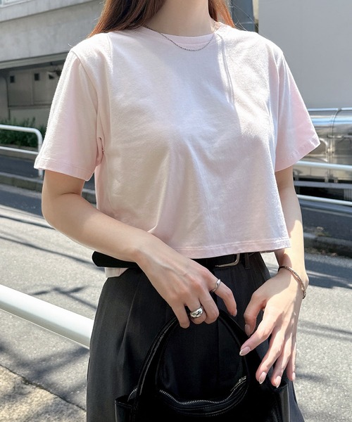 andme(アンドミー)の「コットンミニTシャツ(Tシャツ/カットソー・レディース・ブラック/オフホワイト/スミクロ/イエロー/ピンク・M/L)」の18枚目の写真