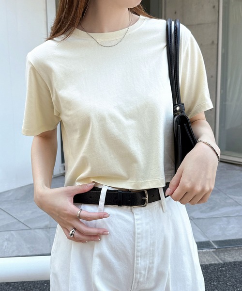 andme(アンドミー)の「コットンミニTシャツ(Tシャツ/カットソー・レディース・ブラック/オフホワイト/スミクロ/イエロー/ピンク・M/L)」の17枚目の写真