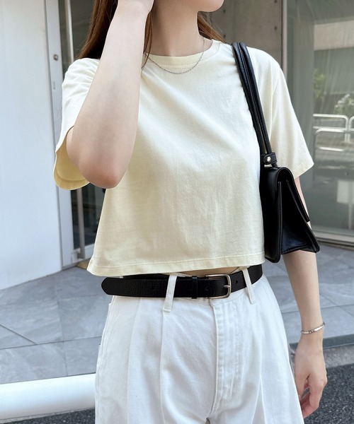 andme(アンドミー)の「コットンミニTシャツ(Tシャツ/カットソー・レディース・ブラック/オフホワイト/スミクロ/イエロー/ピンク・M/L)」の10枚目の写真