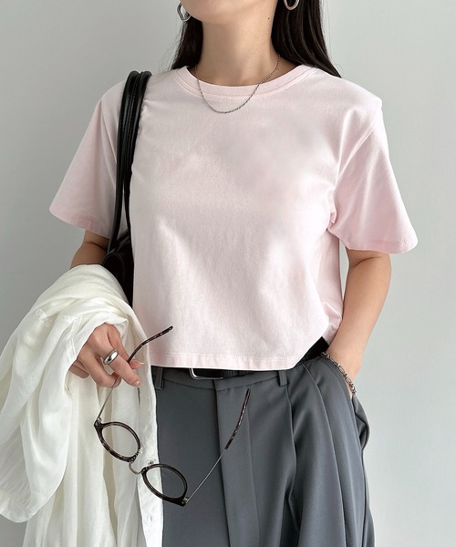 andme(アンドミー)の「コットンミニTシャツ(Tシャツ/カットソー・レディース・ブラック/オフホワイト/スミクロ/イエロー/ピンク・M/L)」の7枚目の写真