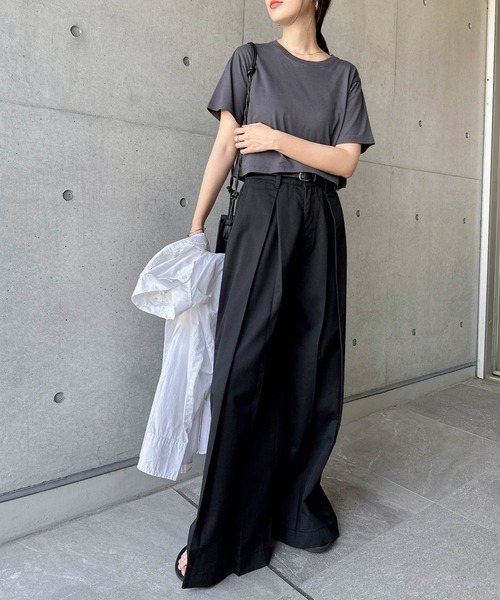 andme(アンドミー)の「コットンミニTシャツ(Tシャツ/カットソー・レディース・ブラック/オフホワイト/スミクロ/イエロー/ピンク・M/L)」の13枚目の写真