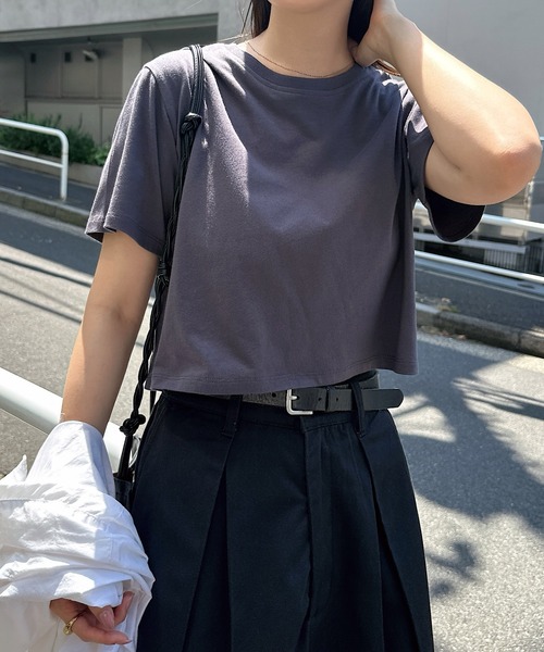 andme(アンドミー)の「コットンミニTシャツ(Tシャツ/カットソー・レディース・ブラック/オフホワイト/スミクロ/イエロー/ピンク・M/L)」の14枚目の写真