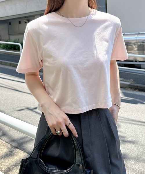 andme(アンドミー)の「コットンミニTシャツ(Tシャツ/カットソー・レディース・ブラック/オフホワイト/スミクロ/イエロー/ピンク・M/L)」の12枚目の写真