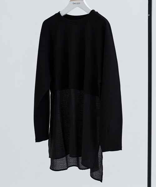 GALLEST（ギャレスト）の「ボンディングチュールトップス（Tシャツ/カットソー・レディース・ブラック/ホワイト/グレー系4・38）」の3枚目の写真