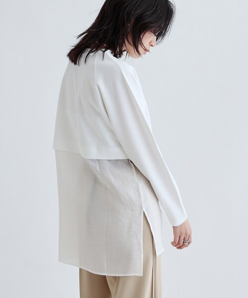 GALLEST（ギャレスト）の「ボンディングチュールトップス（Tシャツ/カットソー・レディース・ブラック/ホワイト/グレー系4・38）」の7枚目の写真