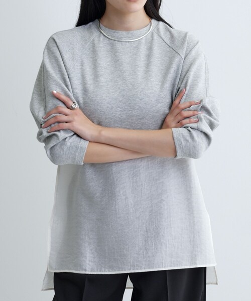 GALLEST（ギャレスト）の「ボンディングチュールトップス（Tシャツ/カットソー・レディース・ブラック/ホワイト/グレー系4・38）」の11枚目の写真