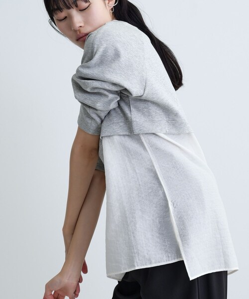 GALLEST（ギャレスト）の「ボンディングチュールトップス（Tシャツ/カットソー・レディース・ブラック/ホワイト/グレー系4・38）」の12枚目の写真