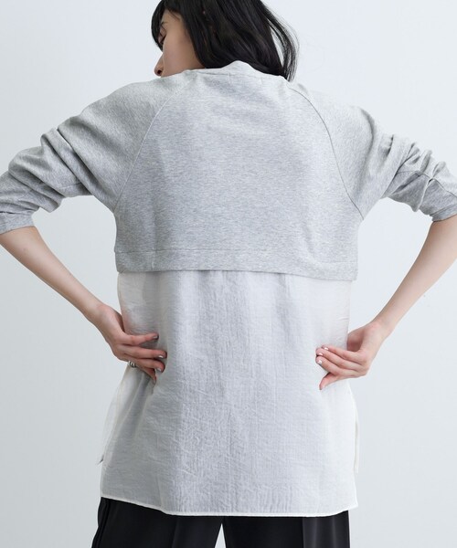 GALLEST（ギャレスト）の「ボンディングチュールトップス（Tシャツ/カットソー・レディース・ブラック/ホワイト/グレー系4・38）」の14枚目の写真