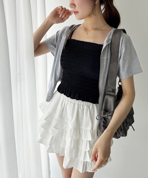 one after another NICE CLAUP（ワンアフターアナザーナイスクラップ）の「シャーリングブラトップ（キャミソール・レディース・ブラック/グレー/オフホワイト・FREE）」の18枚目の写真