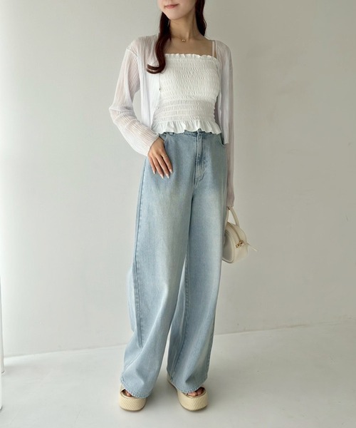 one after another NICE CLAUP（ワンアフターアナザーナイスクラップ）の「シャーリングブラトップ（キャミソール・レディース・ブラック/グレー/オフホワイト・FREE）」の14枚目の写真