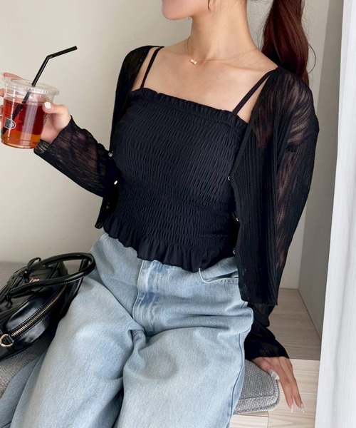 one after another NICE CLAUP（ワンアフターアナザーナイスクラップ）の「シャーリングブラトップ（キャミソール・レディース・ブラック/グレー/オフホワイト・FREE）」の17枚目の写真