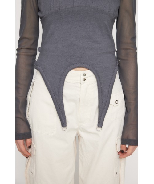 LAGUA GEM（ラグアジェム）の「RING SHEER 2PIECE トップス（Tシャツ/カットソー・レディース・ブラック/オフホワイト/チャコールグレー・FREE）」の8枚目の写真