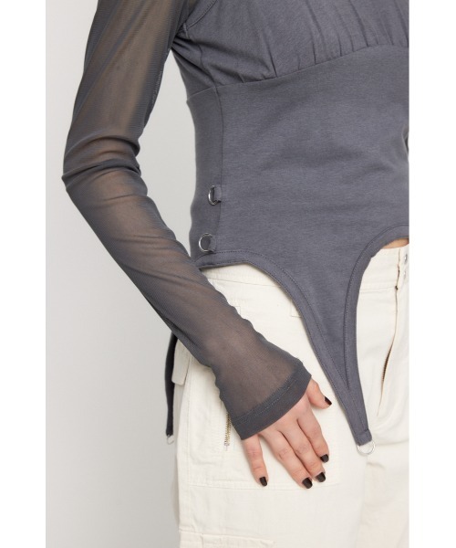 LAGUA GEM（ラグアジェム）の「RING SHEER 2PIECE トップス（Tシャツ/カットソー・レディース・ブラック/オフホワイト/チャコールグレー・FREE）」の9枚目の写真