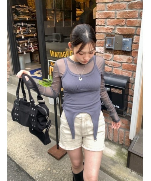 LAGUA GEM（ラグアジェム）の「RING SHEER 2PIECE トップス（Tシャツ/カットソー・レディース・ブラック/オフホワイト/チャコールグレー・FREE）」の17枚目の写真