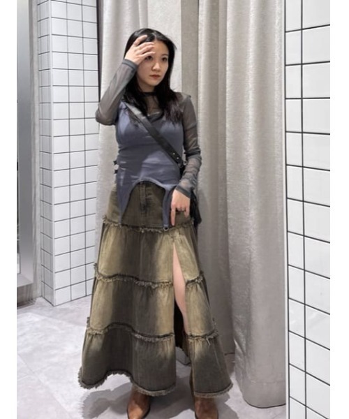 LAGUA GEM（ラグアジェム）の「RING SHEER 2PIECE トップス（Tシャツ/カットソー・レディース・ブラック/オフホワイト/チャコールグレー・FREE）」の21枚目の写真