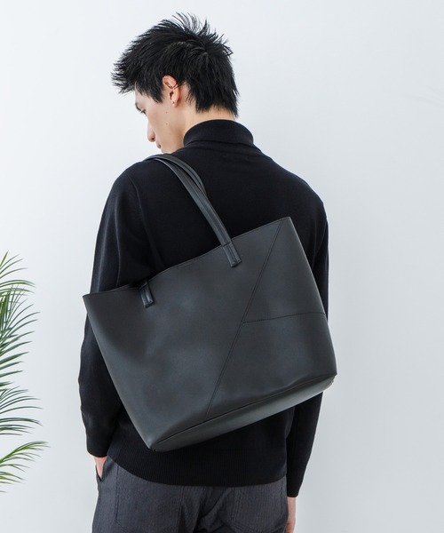 Blue Standard (ブルースタンダード)の「【BULE STANDARD/ブルースタンダード】切り替えフェイクレザートートバッグ(トートバッグ・メンズ・ブラック/グレー・FREE)」の15枚目の写真