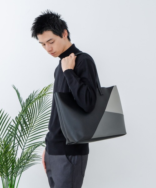 Blue Standard (ブルースタンダード)の「【BULE STANDARD/ブルースタンダード】切り替えフェイクレザートートバッグ(トートバッグ・メンズ・ブラック/グレー・FREE)」の12枚目の写真