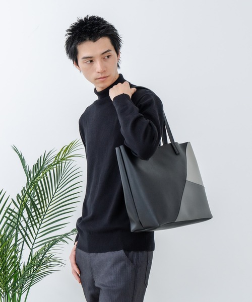 Blue Standard (ブルースタンダード)の「【BULE STANDARD/ブルースタンダード】切り替えフェイクレザートートバッグ(トートバッグ・メンズ・ブラック/グレー・FREE)」の11枚目の写真