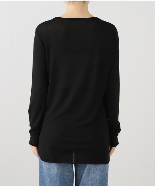 journal standard luxe  クルーネックプルオーバー　ブラック シアージャージ クルーネックプルオーバー（Tシャツ/カットソー