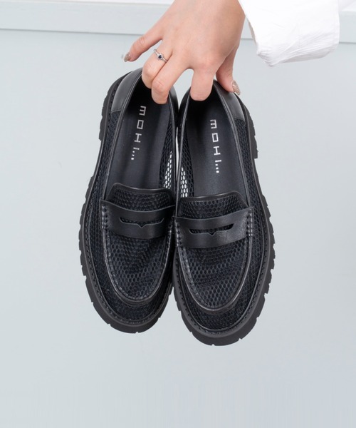 MOHI(モヒ)の「【MOHI / モヒ】メッシュローファー コインローファー(ローファー・レディース・ブラック・38/36/37)」の2枚目の写真