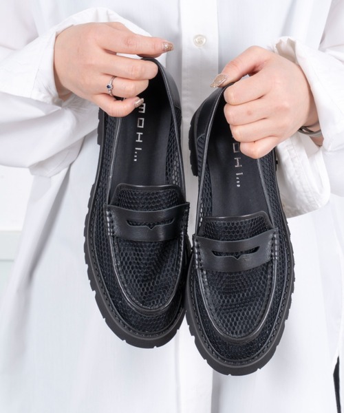 MOHI(モヒ)の「【MOHI / モヒ】メッシュローファー コインローファー(ローファー・レディース・ブラック・38/36/37)」の3枚目の写真