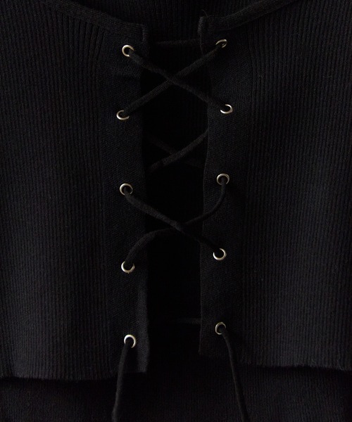 ROOPTOKYO(ループトウキョウ)の「Docking Lace-up Ribbed Cut and Sewn / ドッキング レースアップ リブカットソー 秋物 秋服 2026年秋冬(Tシャツ/カットソー・レディース・グレー/ブラック/ベージュ・FREE)」の7枚目の写真
