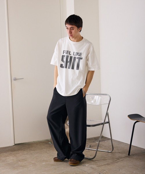 REMI RELIEF(レミレリーフ)の「REMI RELIEF/レミレリーフ HARD SP加工20/-天竺BIGサイズ (SHIT) Tシャツ(Tシャツ/カットソー・メンズ・オフホワイト/ブラック・M/L/XL)」の9枚目の写真