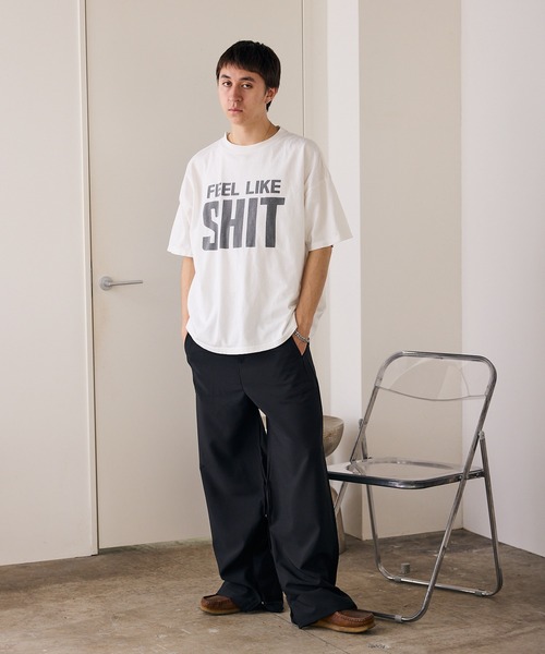 REMI RELIEF(レミレリーフ)の「REMI RELIEF/レミレリーフ HARD SP加工20/-天竺BIGサイズ (SHIT) Tシャツ(Tシャツ/カットソー・メンズ・オフホワイト/ブラック・M/L/XL)」の6枚目の写真