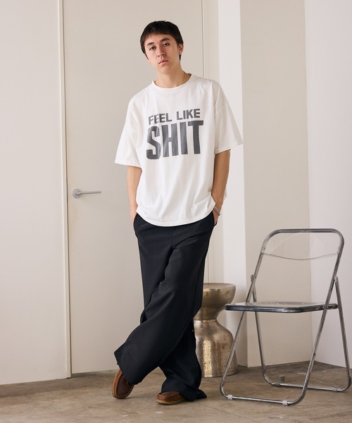REMI RELIEF(レミレリーフ)の「REMI RELIEF/レミレリーフ HARD SP加工20/-天竺BIGサイズ (SHIT) Tシャツ(Tシャツ/カットソー・メンズ・オフホワイト/ブラック・M/L/XL)」の7枚目の写真