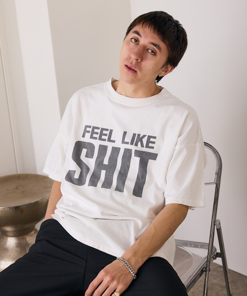 REMI RELIEF(レミレリーフ)の「REMI RELIEF/レミレリーフ HARD SP加工20/-天竺BIGサイズ (SHIT) Tシャツ(Tシャツ/カットソー・メンズ・オフホワイト/ブラック・M/L/XL)」の4枚目の写真