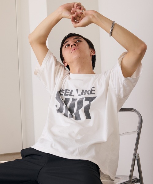 REMI RELIEF(レミレリーフ)の「REMI RELIEF/レミレリーフ HARD SP加工20/-天竺BIGサイズ (SHIT) Tシャツ(Tシャツ/カットソー・メンズ・オフホワイト/ブラック・M/L/XL)」の5枚目の写真